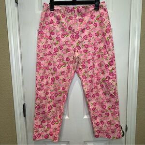 Lilly Pulitzer Women's Size 8 Rolls Royce Snail Print Capri Pants Pink Green